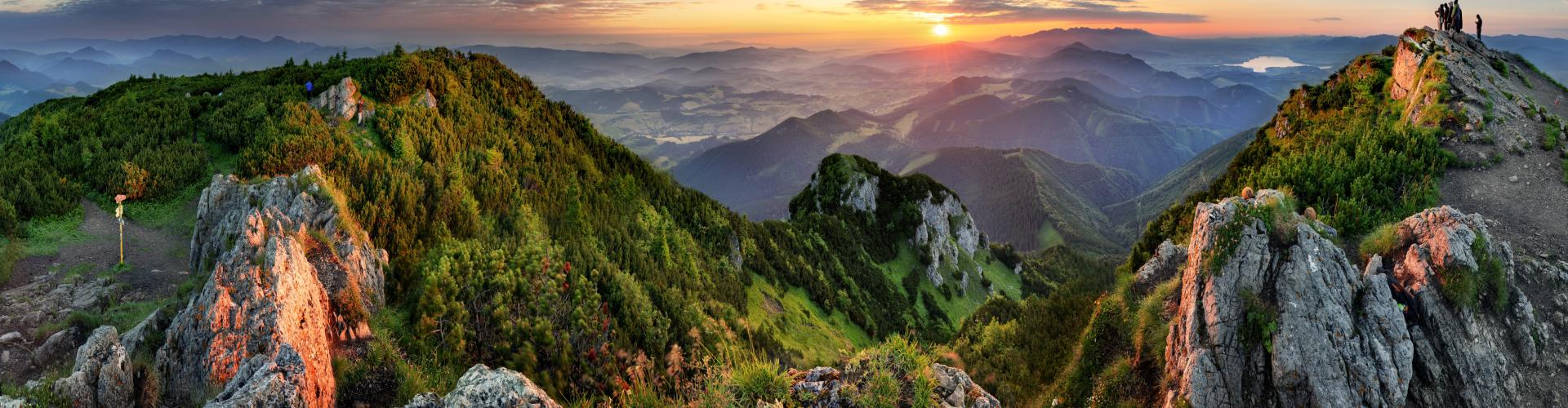 Summit chain with sunset