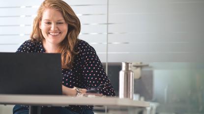 woman in front of computer